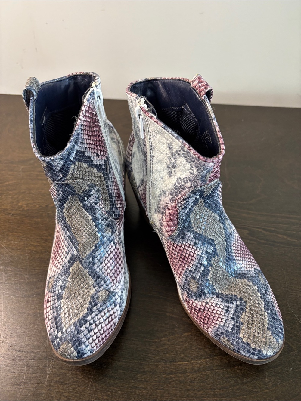 True Craft Multicolor Snake-Print Ankle Booties Size 6.5